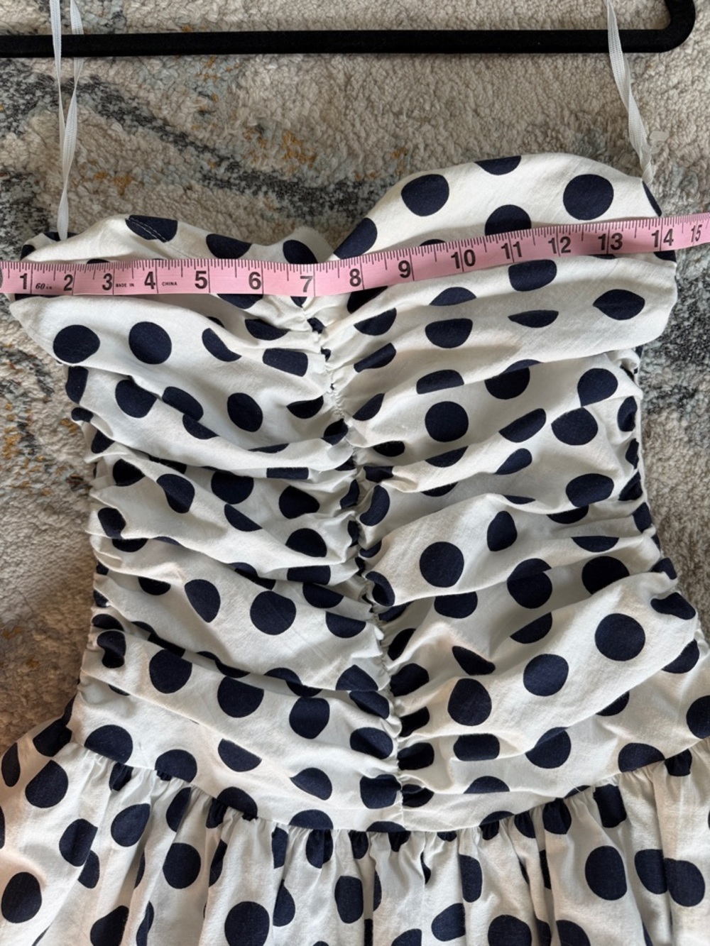 My Michelle White Dress with navy Polka Dots - Picture 7 of 9